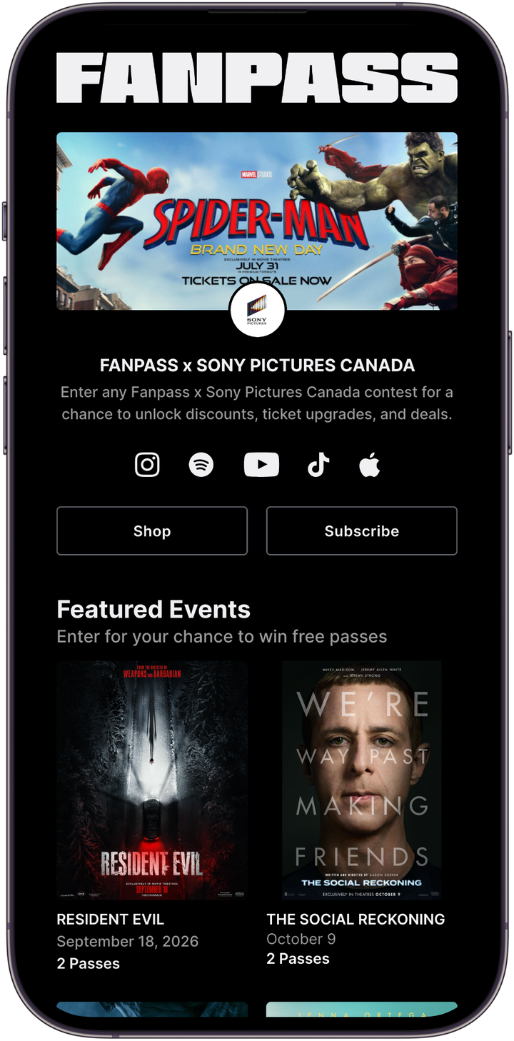 Fanpass × Sony Pictures Canada