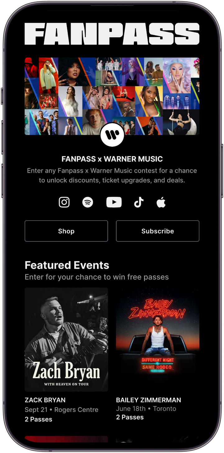 Fanpass × Warner Music Canada